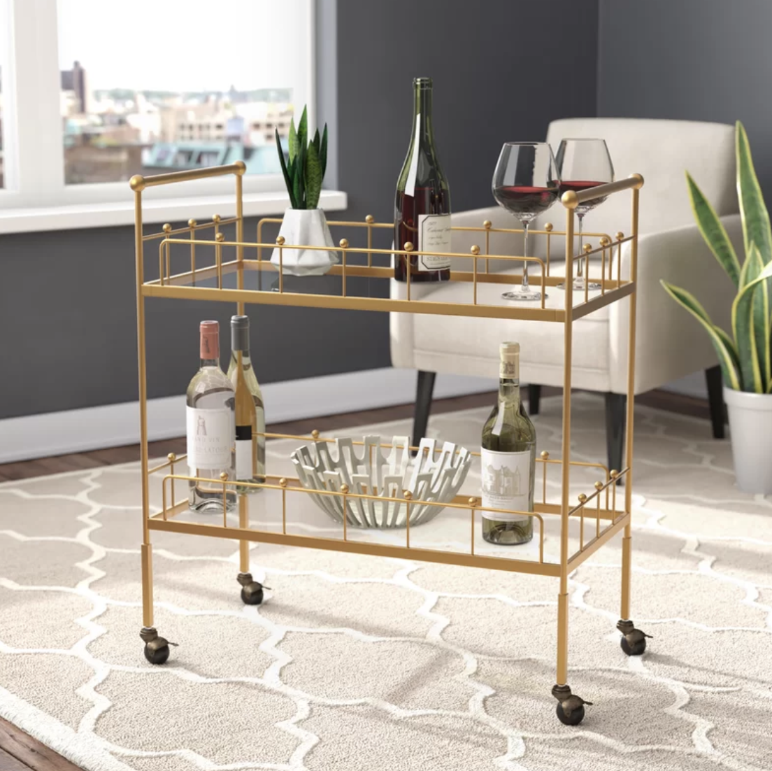 2-Tier Rectangular Bar Cart