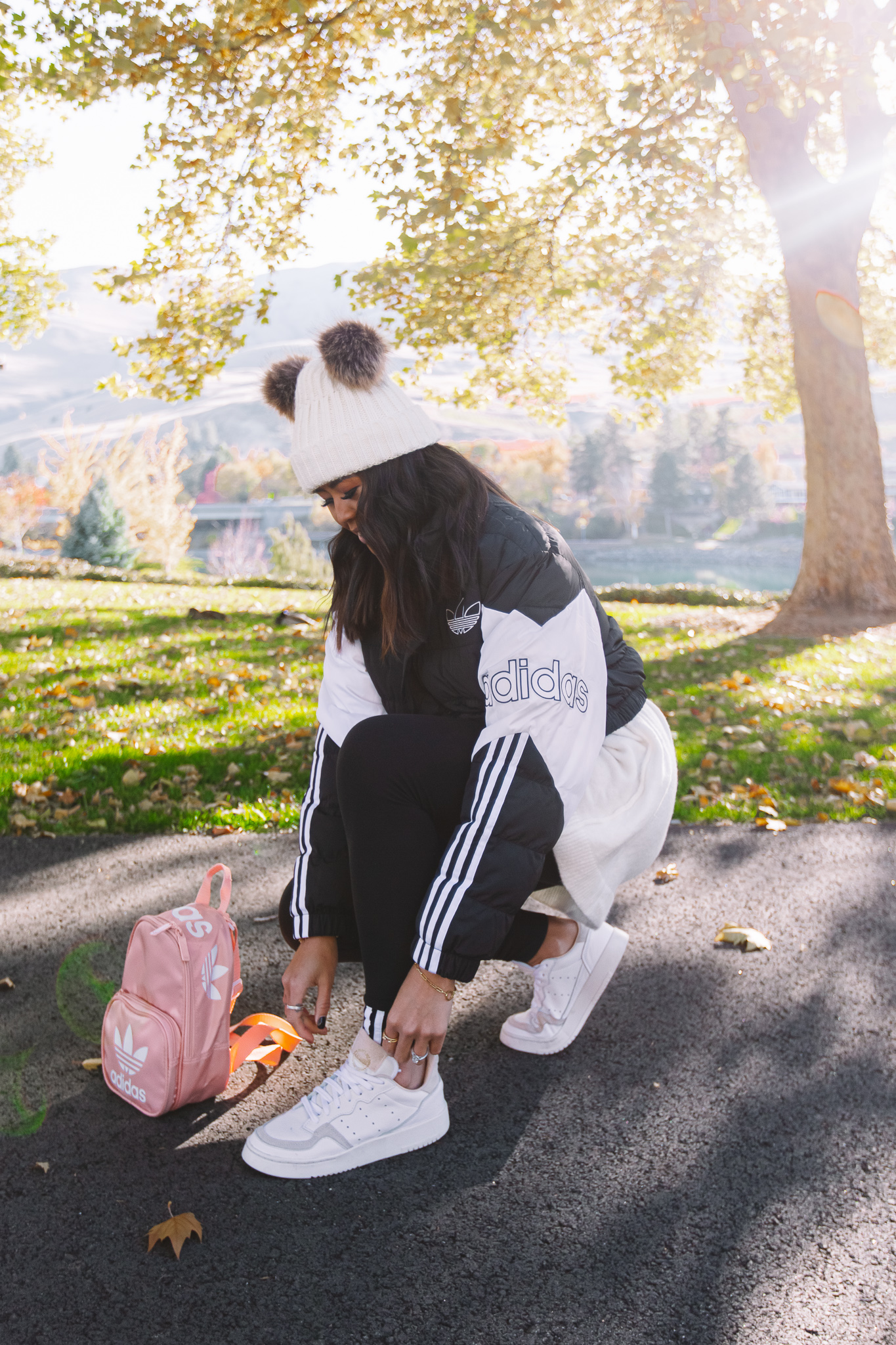 adidas tan and white shoes