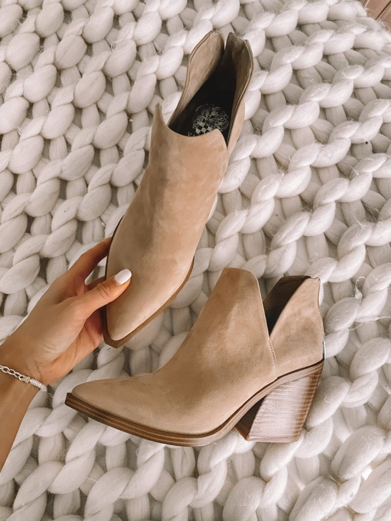 vince camuto gigietta suede block heel western booties